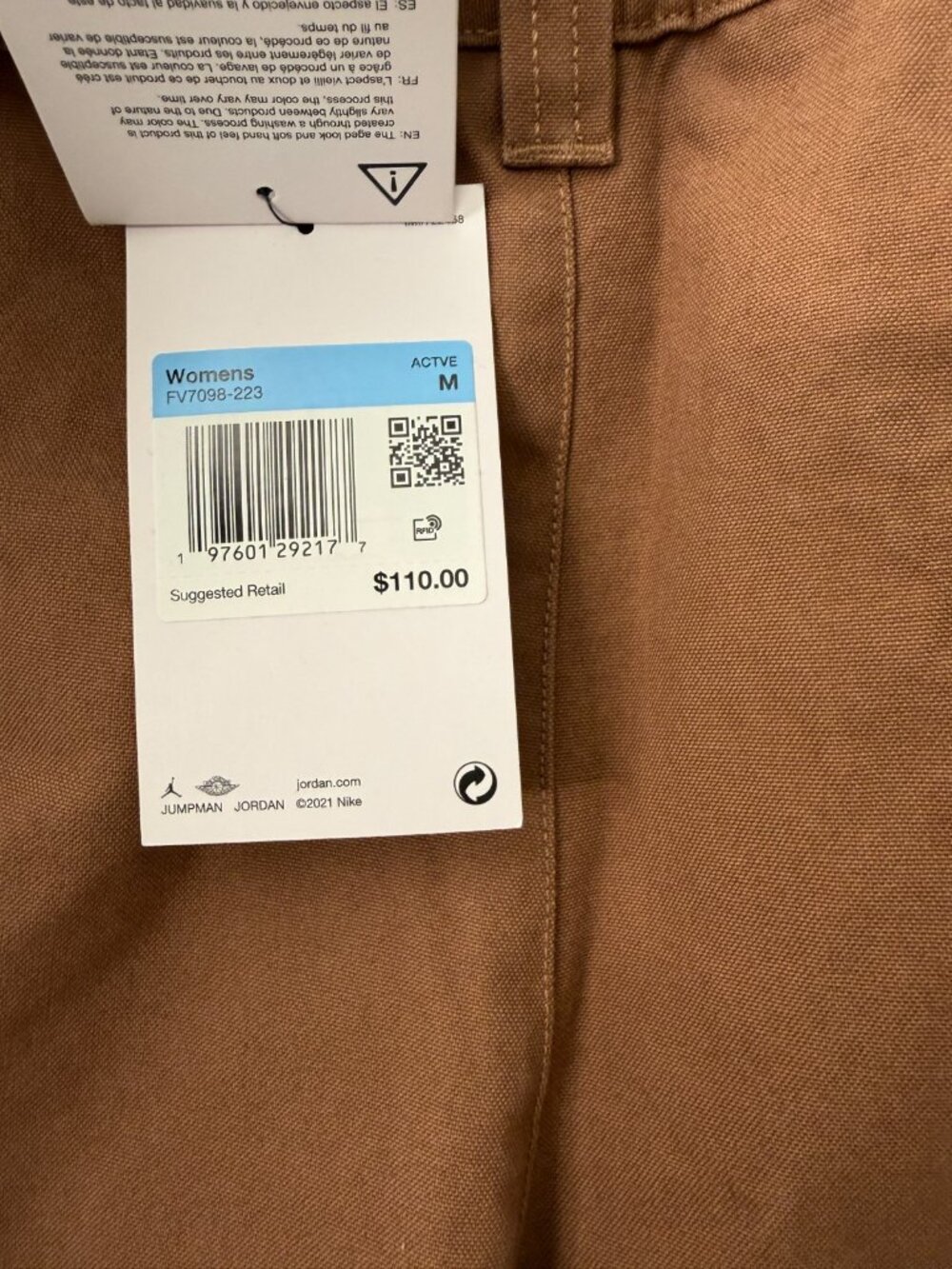 Jordan Chicago Utility Cargo Pants Women's Size M Archaeo Brown Cotton NWT - Picture 3 of 11